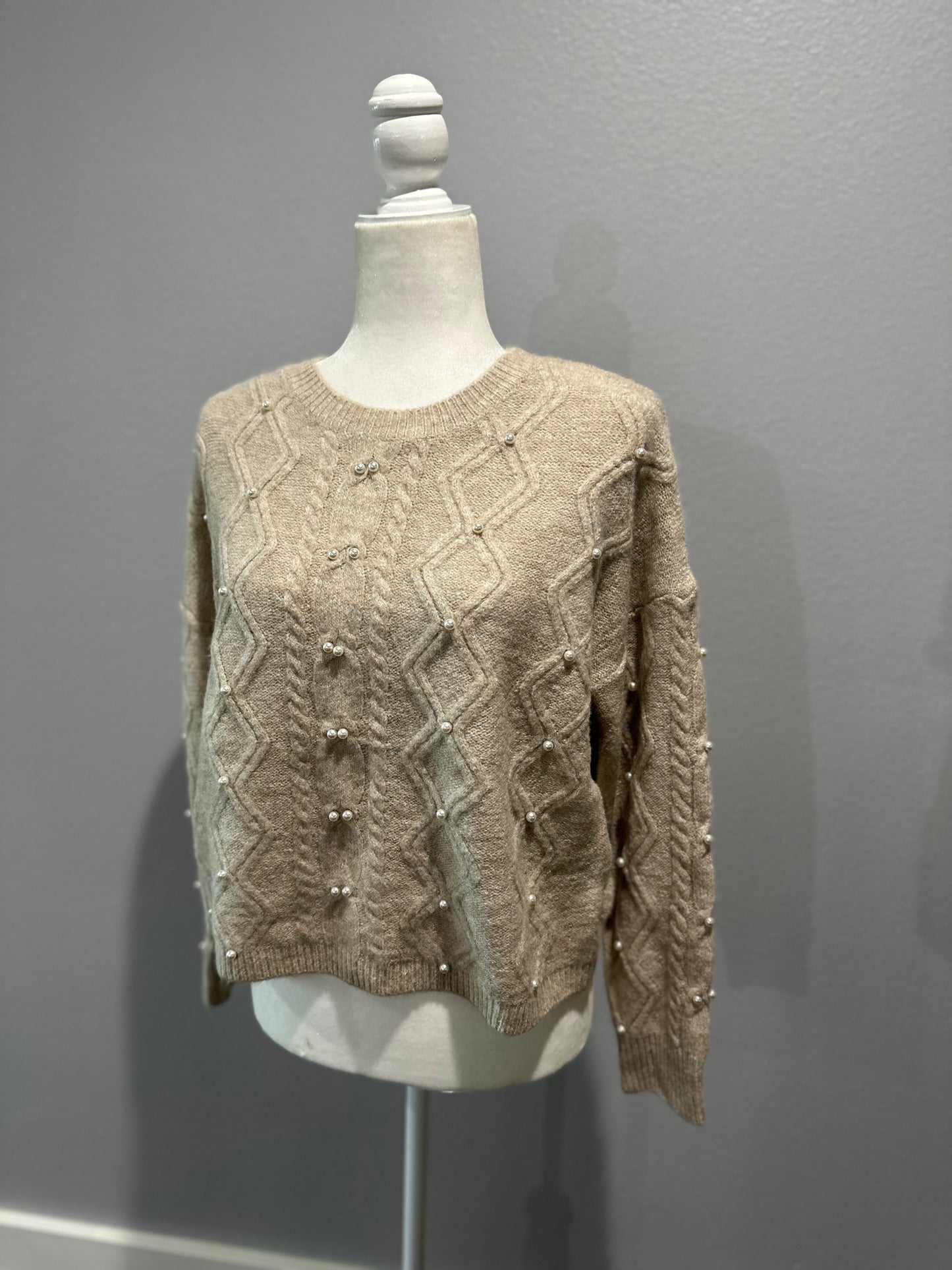 Pearl Beaded Knit Sweater