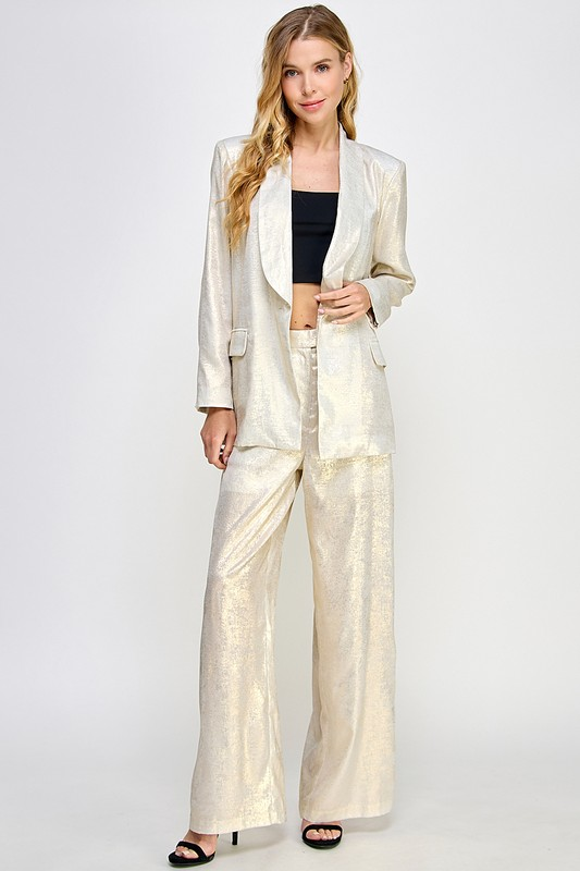 Metallic Wide Leg Trousers