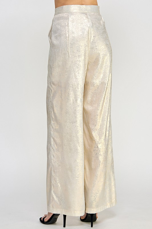 Metallic Wide Leg Trousers