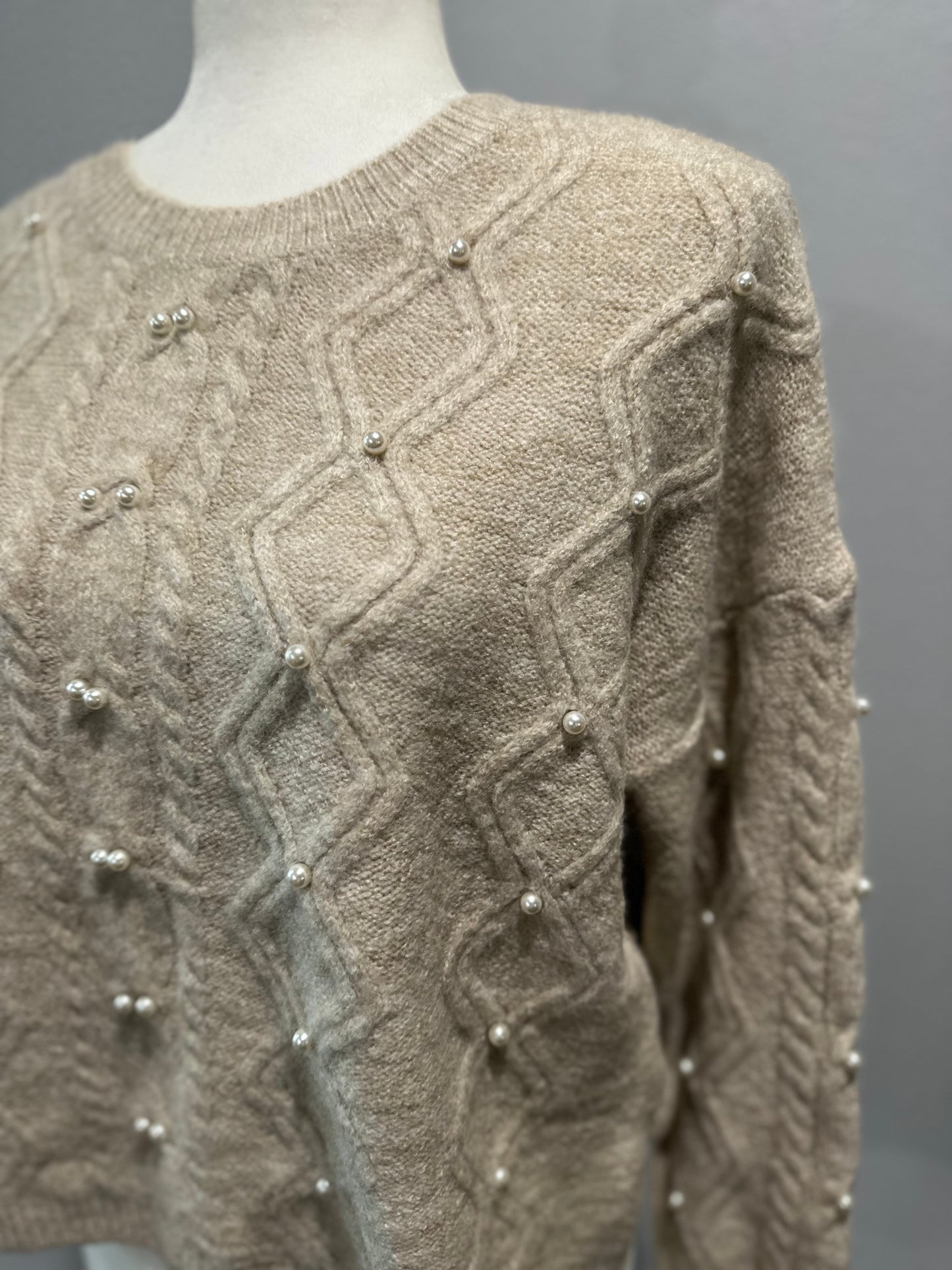 Pearl Beaded Knit Sweater
