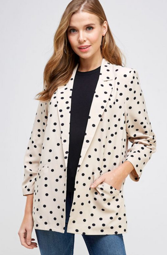 POLKA-DOT TIE SLEEVE BLAZER